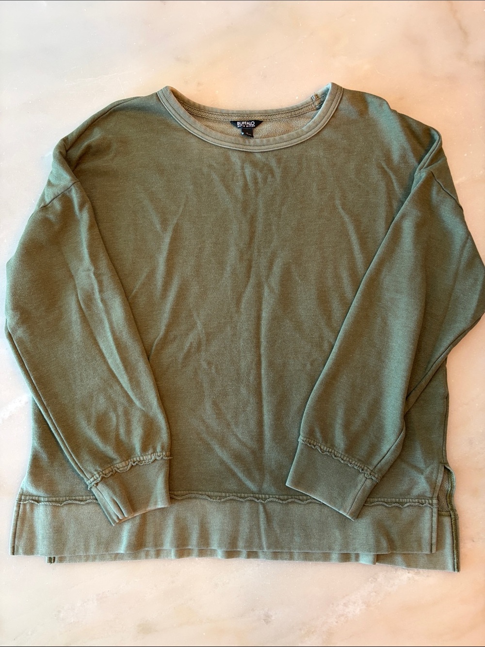 Buffalo David Bitton vintage wash Sage Green Crewneck Sweater